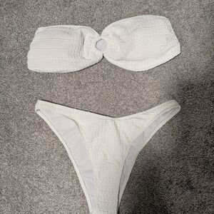 SHEIN White Textured Bikini Set